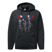 Radiology 4th Of July Rad Tech Xray Tech Skeleton Patriotic Performance Fleece Hoodie