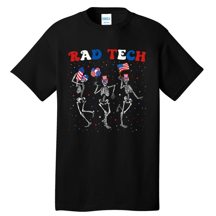 Radiology 4th Of July Rad Tech Xray Tech Skeleton Patriotic Tall T-Shirt