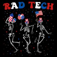 Radiology 4th Of July Rad Tech Xray Tech Skeleton Patriotic Flat Bill Trucker Hat