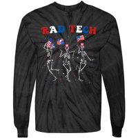 Radiology 4th Of July Rad Tech Xray Tech Skeleton Patriotic Tie-Dye Long Sleeve Shirt