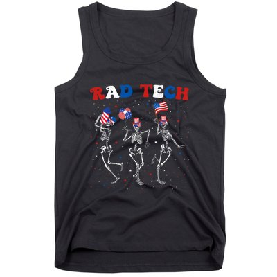 Radiology 4th Of July Rad Tech Xray Tech Skeleton Patriotic Tank Top