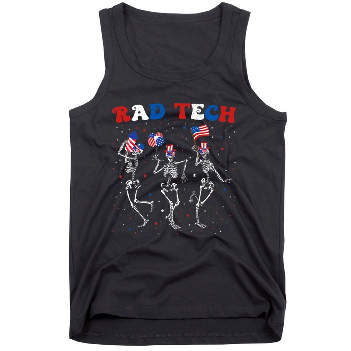 Radiology 4th Of July Rad Tech Xray Tech Skeleton Patriotic Tank Top