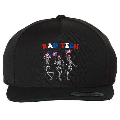 Radiology 4th Of July Rad Tech Xray Tech Skeleton Patriotic Wool Snapback Cap