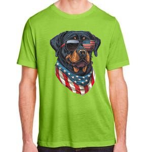 Rottweiler 4th Of July American Flag Glasses Stay Cool Adult ChromaSoft Performance T-Shirt