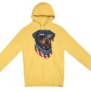 Rottweiler 4th Of July American Flag Glasses Stay Cool Premium Pullover Hoodie