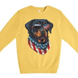 Rottweiler 4th Of July American Flag Glasses Stay Cool Premium Crewneck Sweatshirt