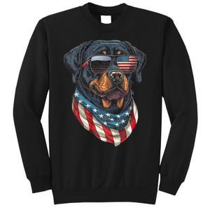 Rottweiler 4th Of July American Flag Glasses Stay Cool Sweatshirt