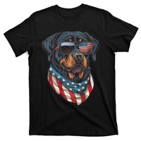 Rottweiler 4th Of July American Flag Glasses Stay Cool T-Shirt