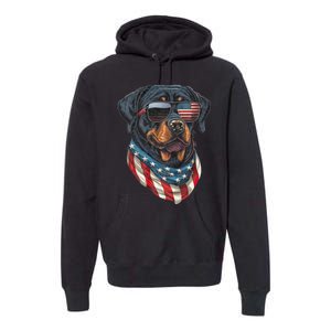 Rottweiler 4th Of July American Flag Glasses Stay Cool Premium Hoodie