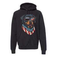 Rottweiler 4th Of July American Flag Glasses Stay Cool Premium Hoodie