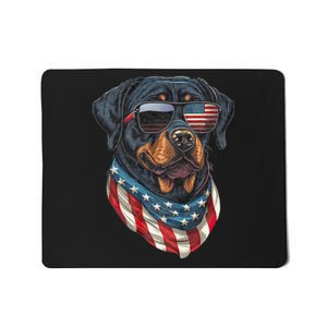 Rottweiler 4th Of July American Flag Glasses Stay Cool Mousepad