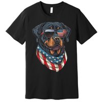 Rottweiler 4th Of July American Flag Glasses Stay Cool Premium T-Shirt