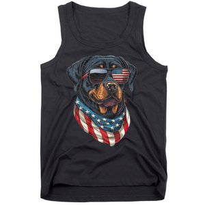 Rottweiler 4th Of July American Flag Glasses Stay Cool Tank Top