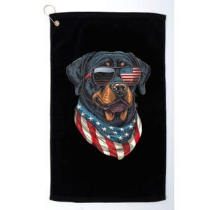 Rottweiler 4th Of July American Flag Glasses Stay Cool Platinum Collection Golf Towel