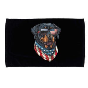 Rottweiler 4th Of July American Flag Glasses Stay Cool Microfiber Hand Towel