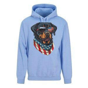 Rottweiler 4th Of July American Flag Glasses Stay Cool Unisex Surf Hoodie