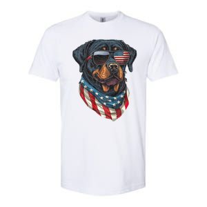 Rottweiler 4th Of July American Flag Glasses Stay Cool Softstyle CVC T-Shirt