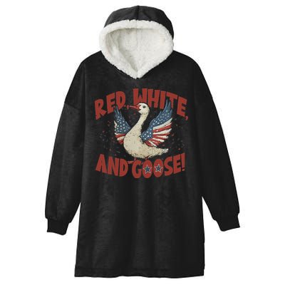 Retro 4th Of July Goose America Coquette Memorial Day Gifts Hooded Wearable Blanket