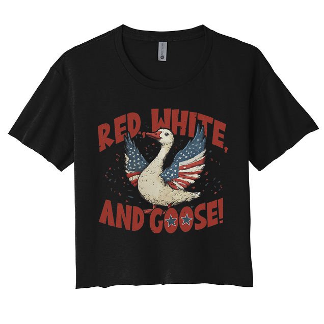 Retro 4th Of July Goose America Coquette Memorial Day Gifts Crop Top
