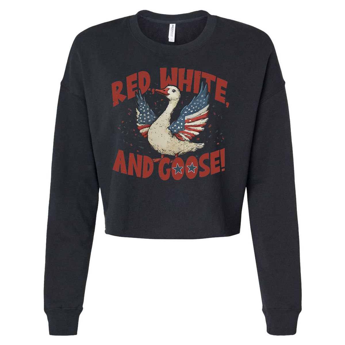 Retro 4th Of July Goose America Coquette Memorial Day Gifts Cropped Pullover Crew
