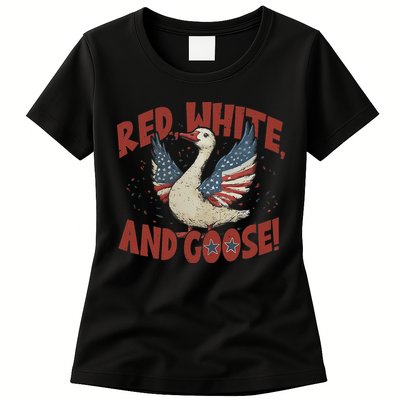 Retro 4th Of July Goose America Coquette Memorial Day Gifts Womens T-Shirt