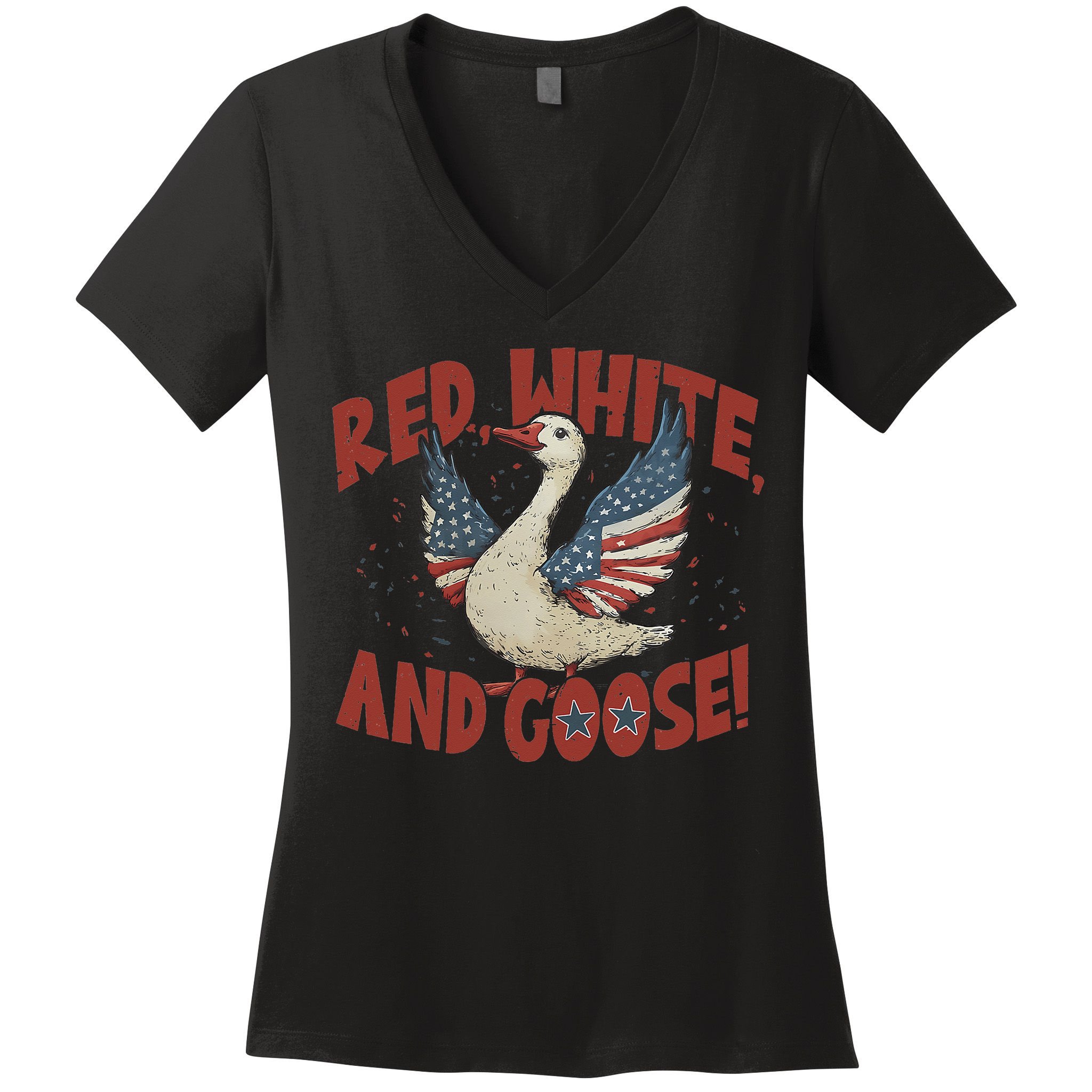 Retro 4th Of July Goose America Coquette Memorial Day Gifts Women's V-Neck T-Shirt