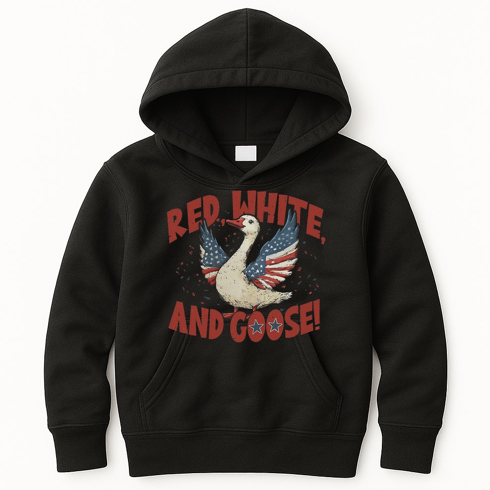 Retro 4th Of July Goose America Coquette Memorial Day Gifts Kids Hoodie