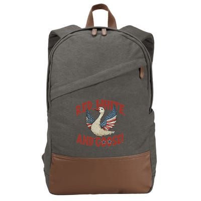 Retro 4th Of July Goose America Coquette Memorial Day Gifts Cotton Canvas Backpack