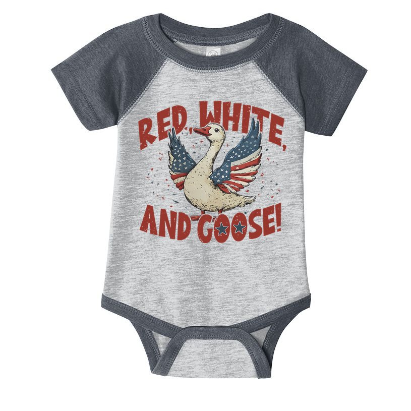Retro 4th Of July Goose America Coquette Memorial Day Gifts Infant Baby Jersey Bodysuit