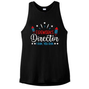 Retro 4th Of July Funny Fireworks Director If I Run You Run Ladies PosiCharge Tri-Blend Wicking Tank