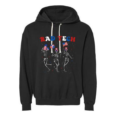 Radiology 4th Of July Rad Tech Xray Tech Skeleton Garment-Dyed Fleece Hoodie