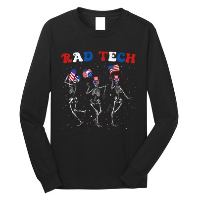 Radiology 4th Of July Rad Tech Xray Tech Skeleton Long Sleeve Shirt