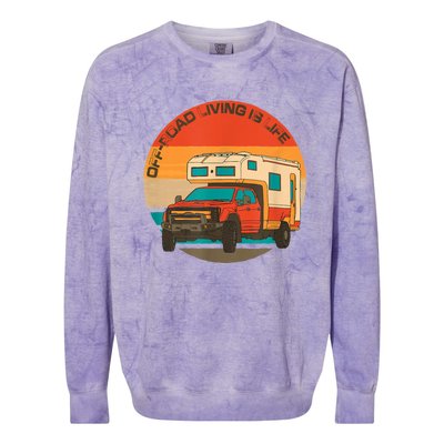 Rugged 4x4 Pickup Truck Retro Sunset OffRoad Living Is Life Colorblast Crewneck Sweatshirt