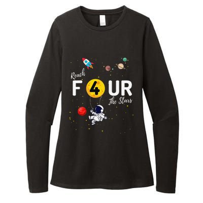 Reach 4 The Stars Childs 4th Birthday Party Womens CVC Long Sleeve Shirt