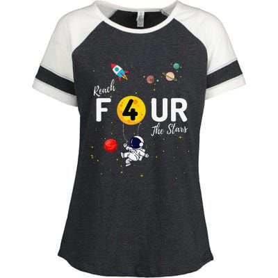 Reach 4 The Stars Childs 4th Birthday Party Enza Ladies Jersey Colorblock Tee