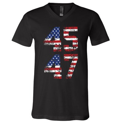 Retro 4547 Trump 2024 Trump Supporter President Election V-Neck T-Shirt