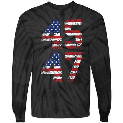 Retro 4547 Trump 2024 Trump Supporter President Election Tie-Dye Long Sleeve Shirt