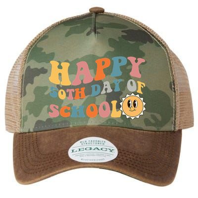 Retro 50 days of school 50th day of school Groovy Legacy Tie Dye Trucker Hat