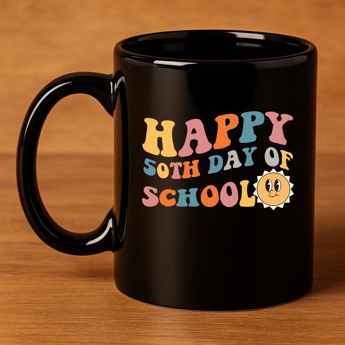 Retro 50 days of school 50th day of school Groovy 11oz C Handle Ceramic Mug