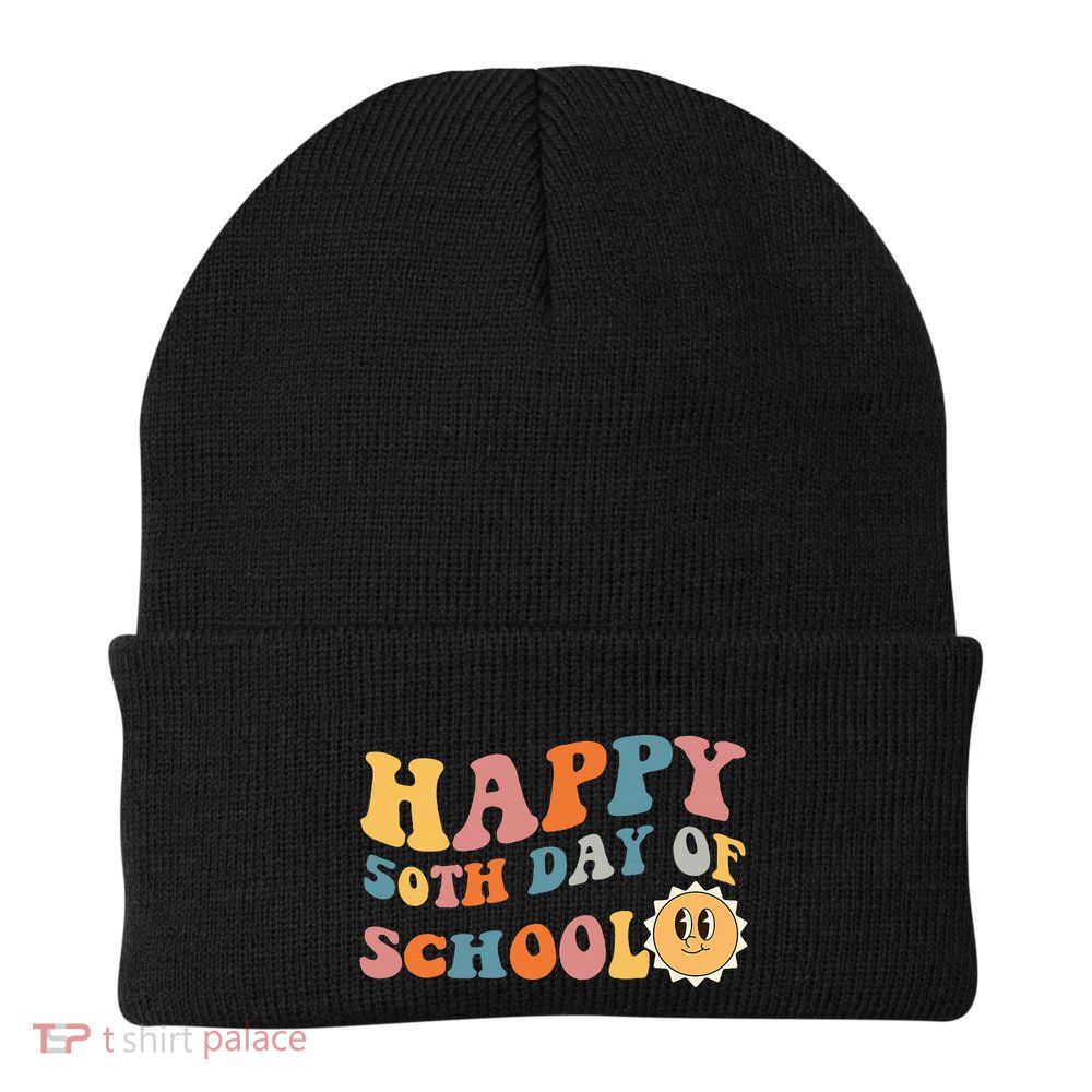 Retro 50 days of school 50th day of school Groovy Beanie