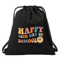 Retro 50 days of school 50th day of school Groovy Drawstring Bag