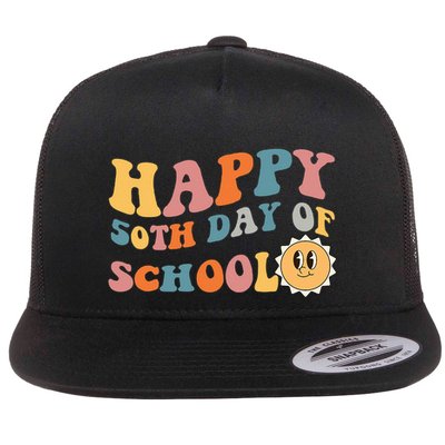 Retro 50 days of school 50th day of school Groovy Flatbill Hat