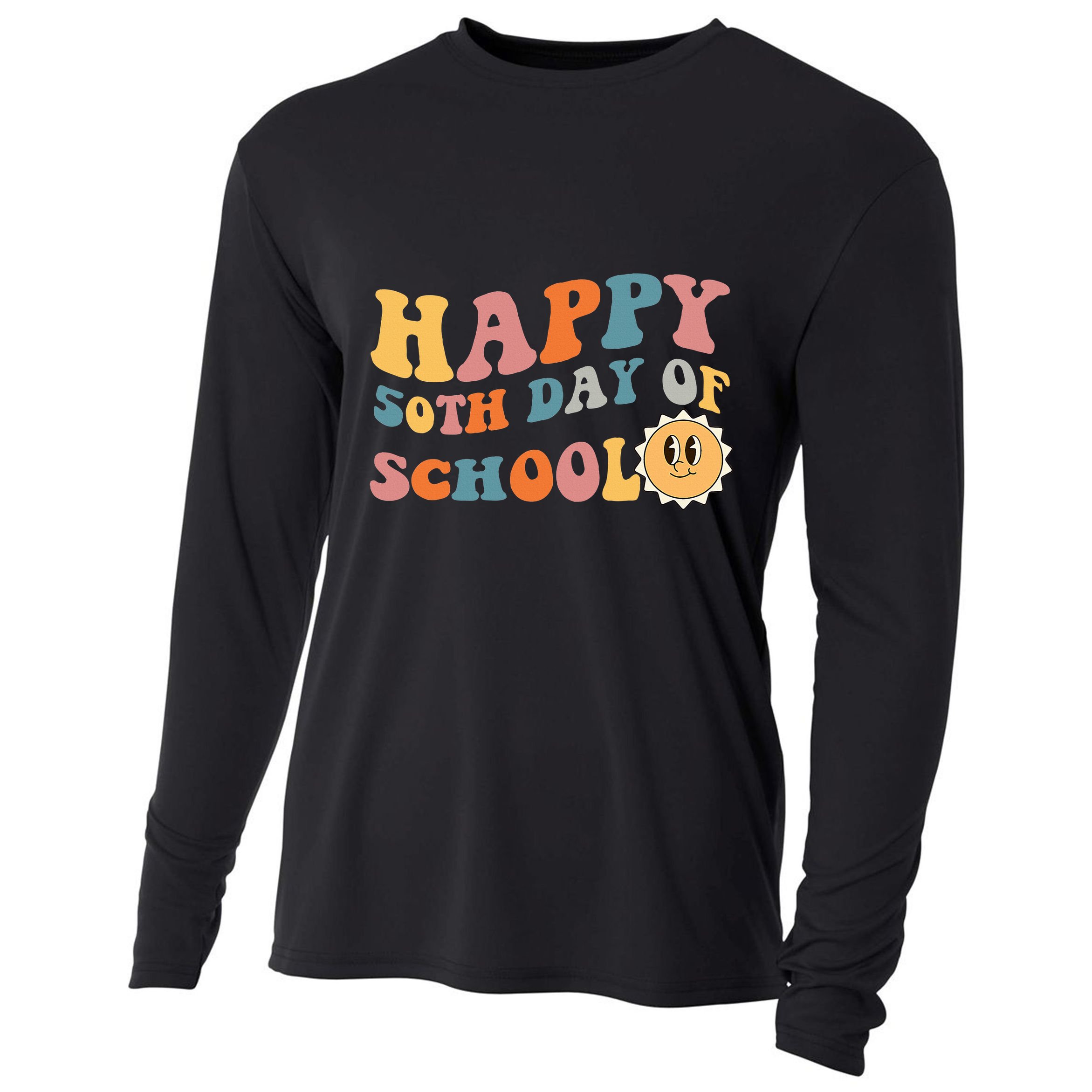 Retro 50 days of school 50th day of school Groovy Cooling Performance Long Sleeve Crew