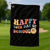 Retro 50 days of school 50th day of school Groovy Golf Towel