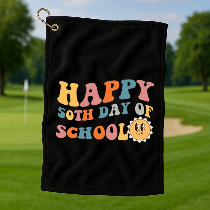 Retro 50 days of school 50th day of school Groovy Golf Towel