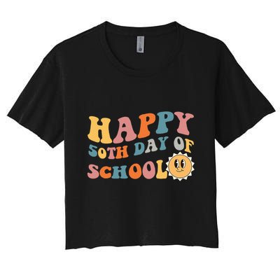 Retro 50 days of school 50th day of school Groovy Crop Top