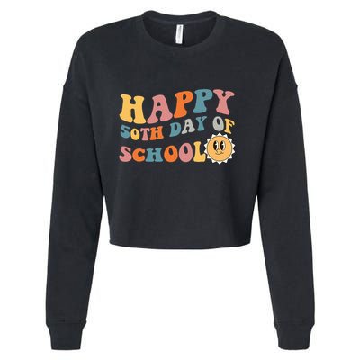 Retro 50 days of school 50th day of school Groovy Cropped Pullover Crew