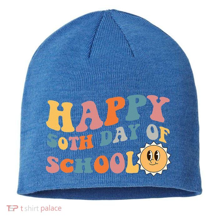 Retro 50 days of school 50th day of school Groovy Sustainable Beanie