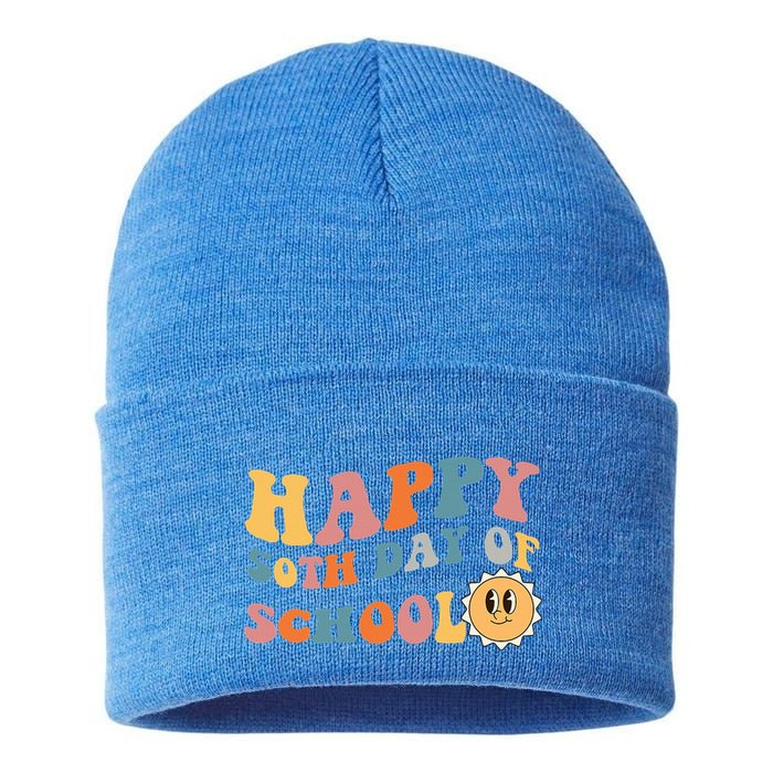 Retro 50 days of school 50th day of school Groovy Sustainable Knit Beanie