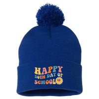 Retro 50 days of school 50th day of school Groovy Pom Pom 12in Knit Beanie